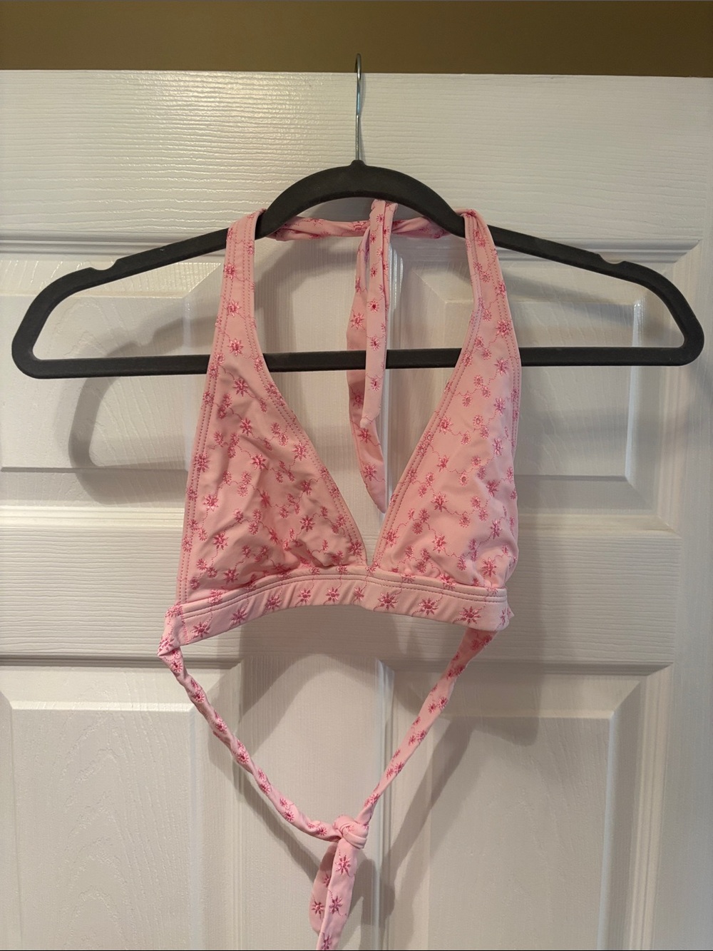 Arizona Jean Company Pink Embroidered Halter Bikini Top